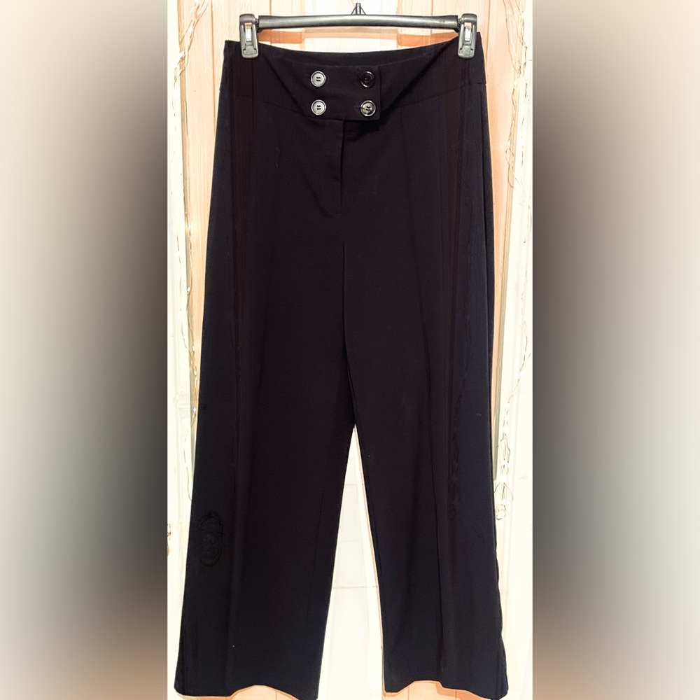 Worthington Black Wide-Leg Pants with Buttoned Waist